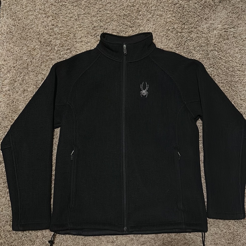 Men’s Spyder Fleece Lined, Tight Knit Full Zip Winter Jacket; Size Medium